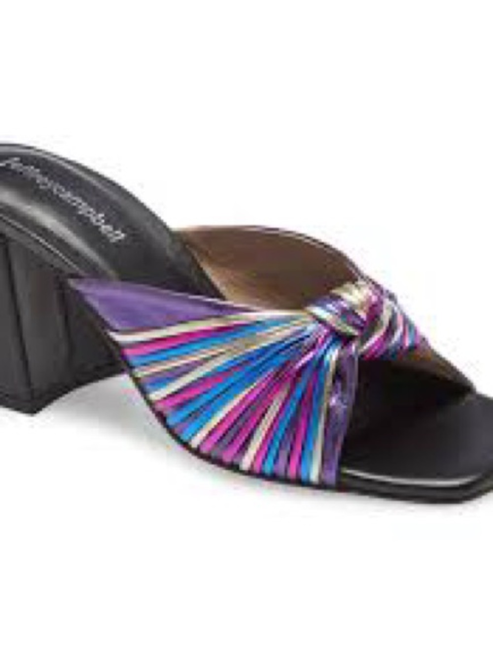 Jeffrey Campbell Women’s Purple Multicolor Knot Front Block Heel Sandal